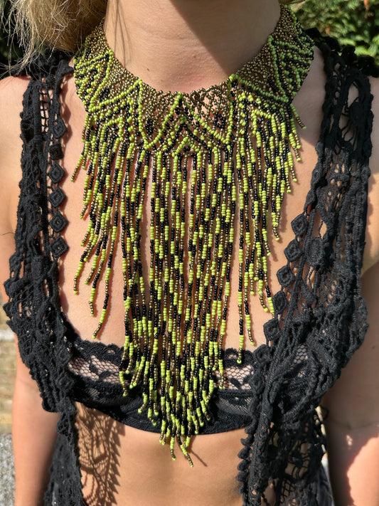 The Stella Necklace in Green and Black
