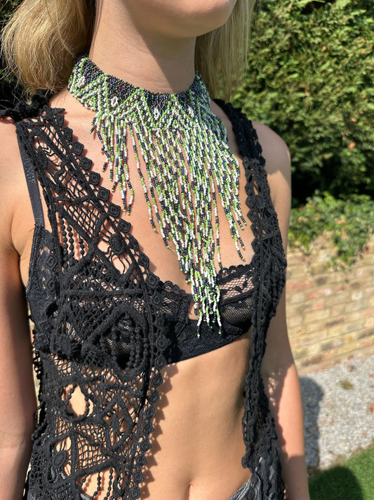 The Stella Choker in Green and Grey