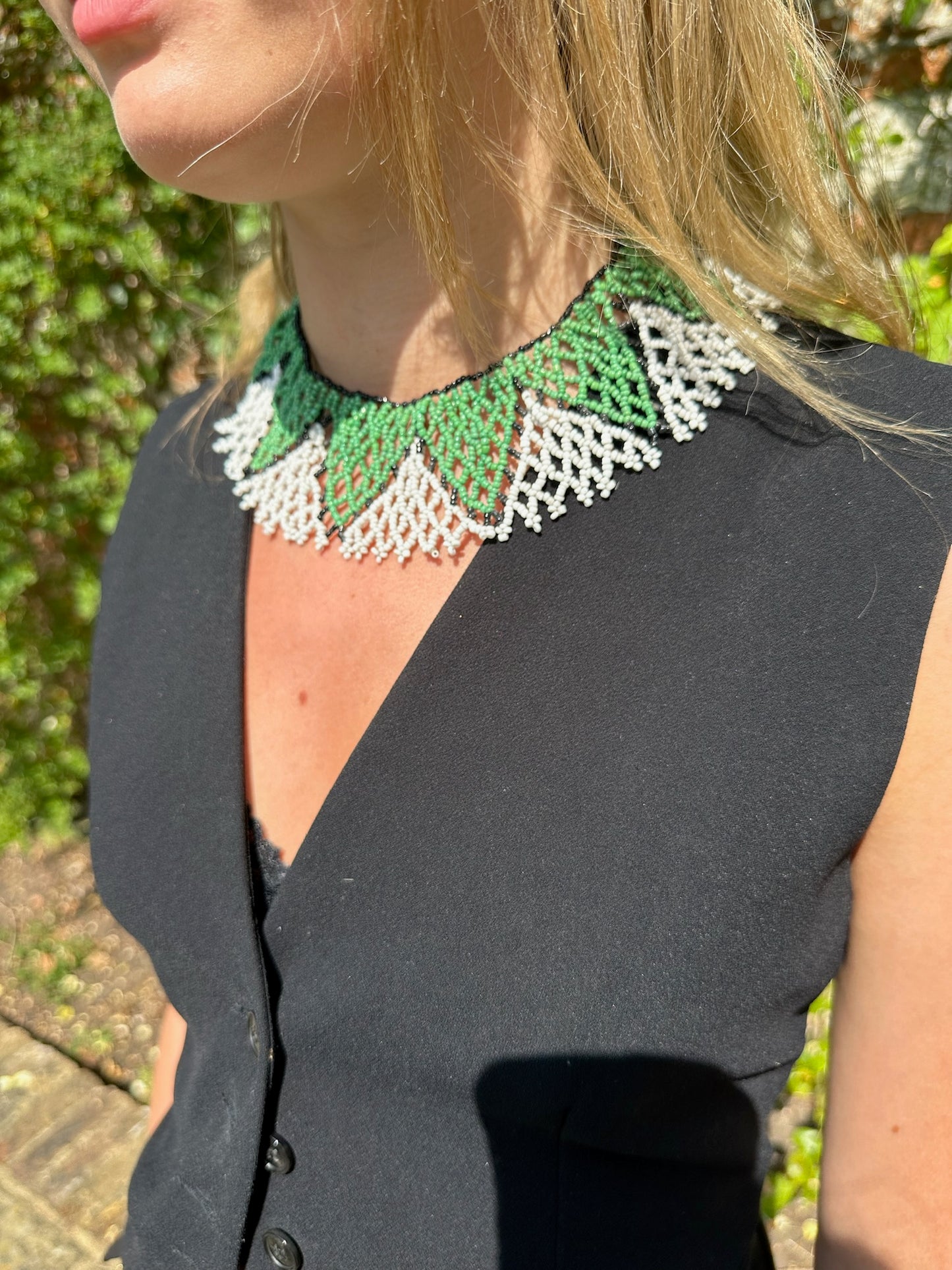 The Alma Necklace in Dark Green