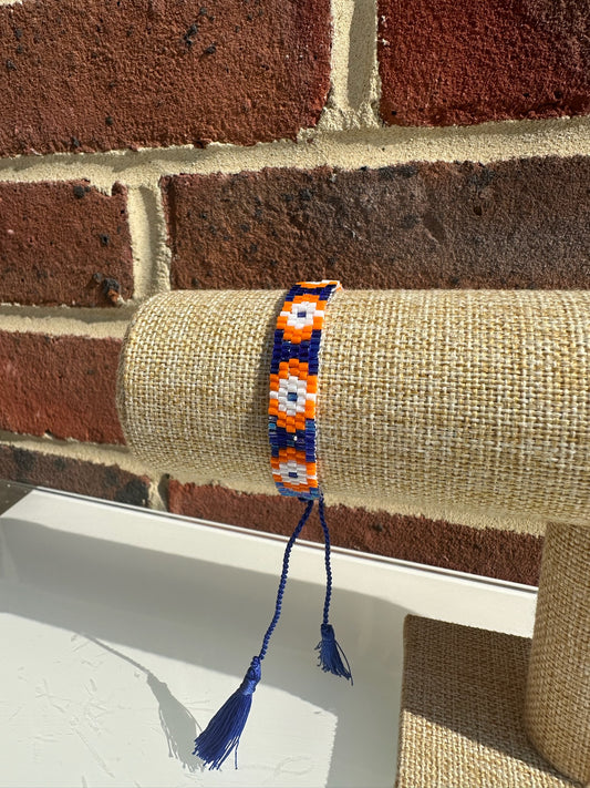 Bracelet - Blue, Orange and White floral