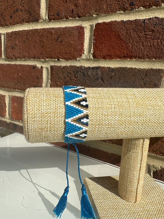 Bracelet - White, Gold and Blue triangle