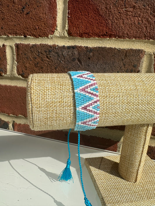 Bracelet - White, Aqua and Pink triangle