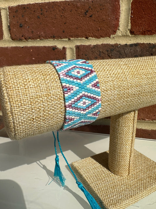 Bracelet - Pink, Blue and White diamond