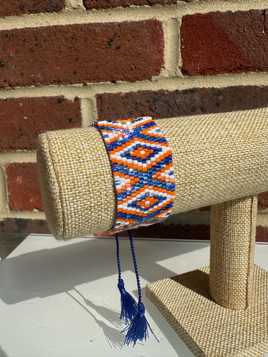 Bracelet - Blue, Orange and White diamond