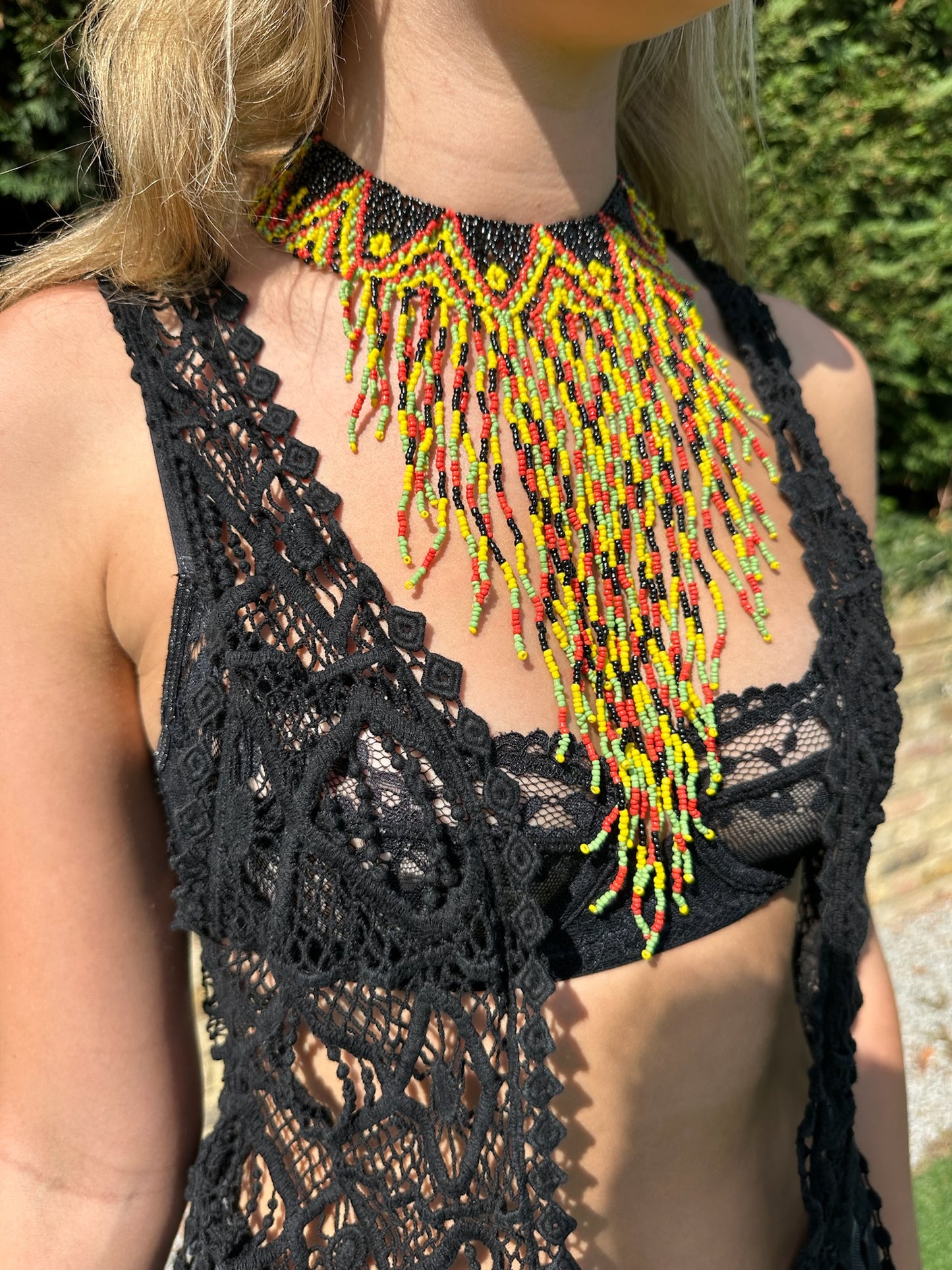 The Stella Choker in Black, Red and Green
