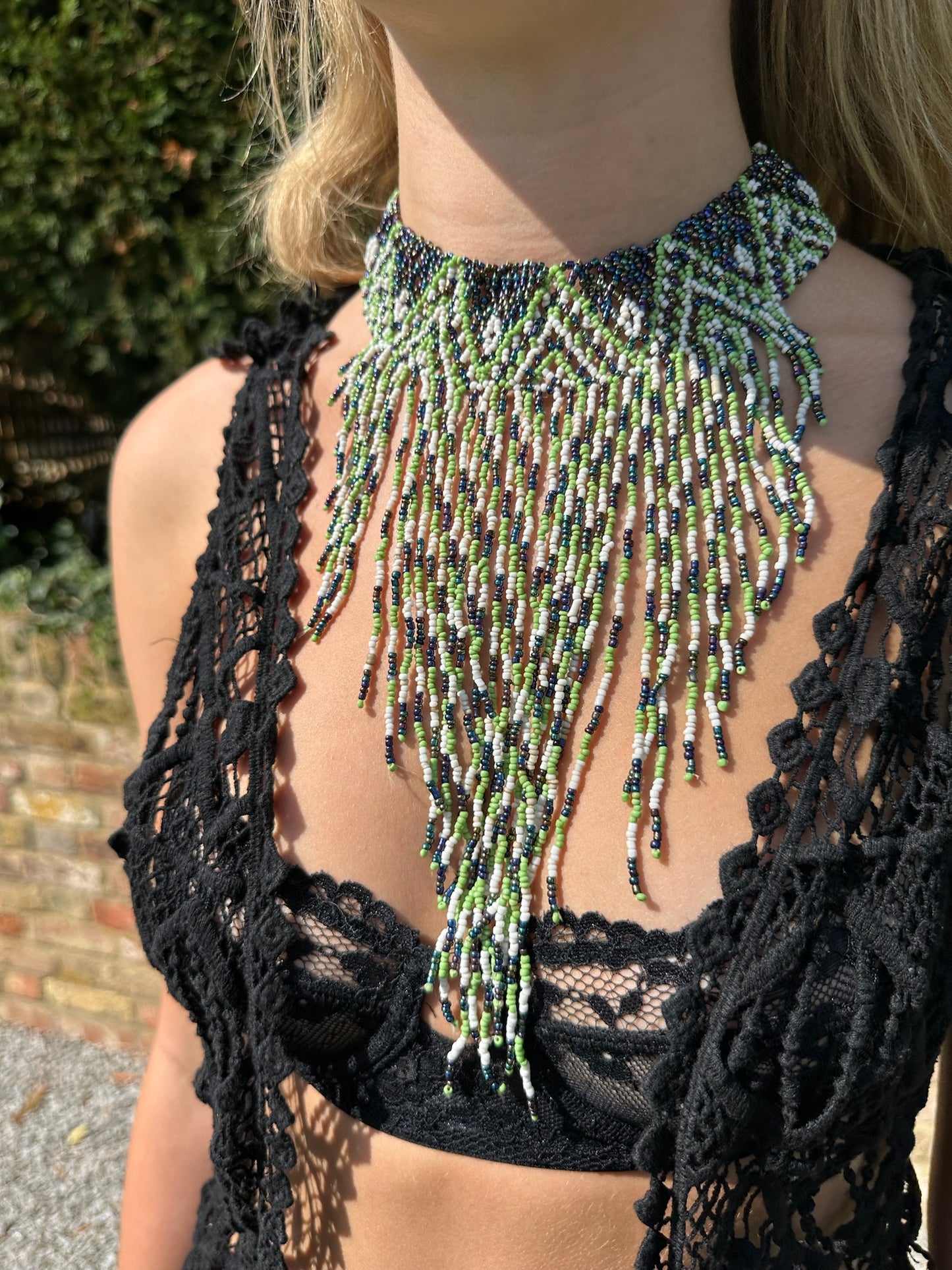 The Stella Choker in Green and Grey