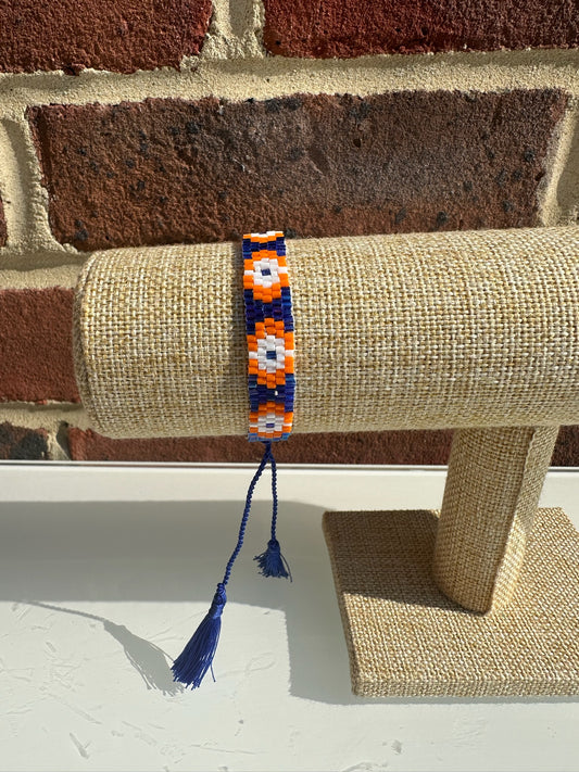 Bracelet - Blue, Orange and White floral