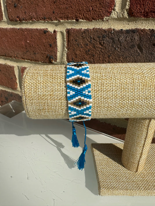 Bracelet - White, Gold and Blue diamond