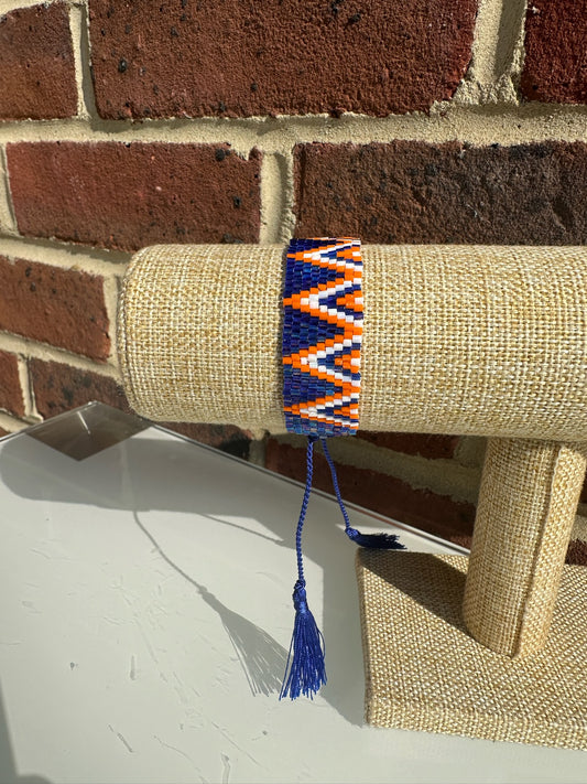 Bracelet - White, Orange and Blue triangle