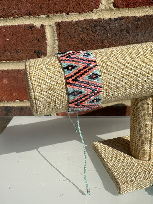 Bracelet - Turquoise, Pink and Black zig zag