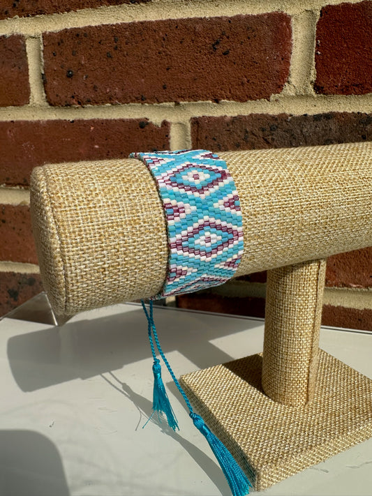 Bracelet - Pink, Blue and White diamond