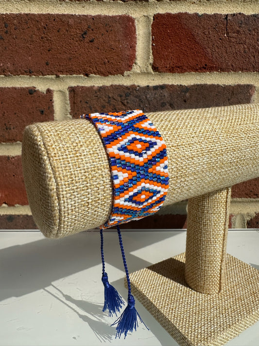 Bracelet - Blue, Orange and White diamond