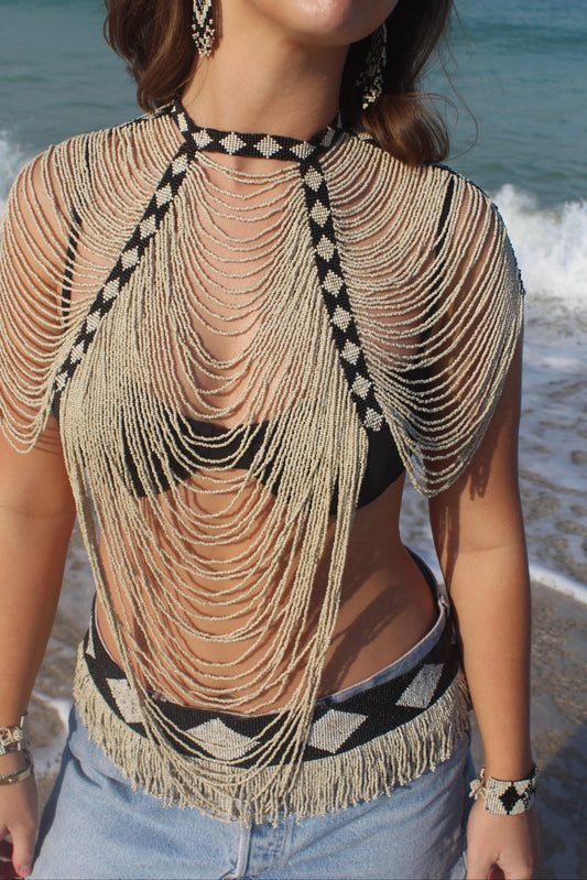 The Soleil top in Natural and Black